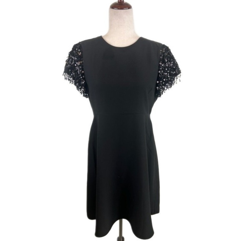 Kate Spade New York Black Dress Sequin Sleeves Cocktail Holiday Party Size 6